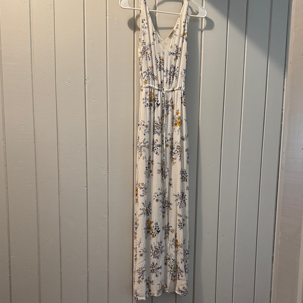 Lucky Brand White Dress with Blue and Yellow Floral Pattern